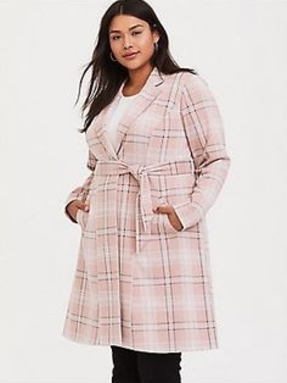 Torrid Pink Plaid Single Button Long Blazer Coat-Size:0
